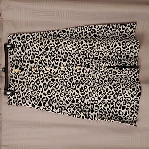 Leopard Print Mock Button Front Skirt